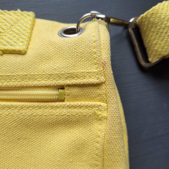 Vintage 1980s Bright Yellow Canvas Shoulder Bag - Picture 8 of 13
